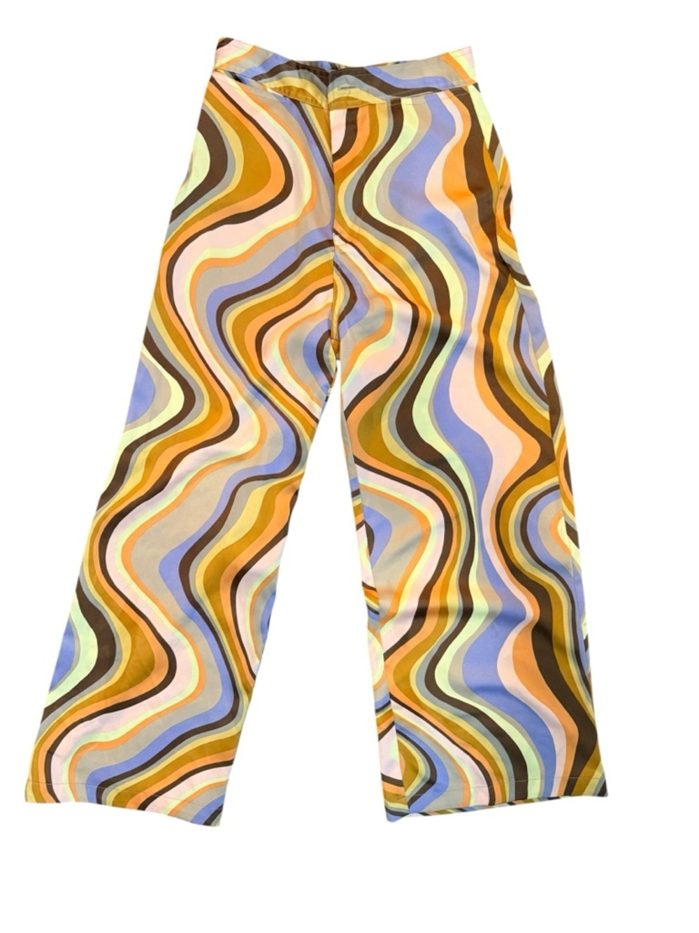 Urban Outfitters Retro Wave Print Wide Leg Pants Size S Y2K Groovy - Picture 3 of 10